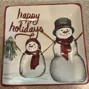 Christmas plate Yuletide St Nicholas Square ceramic